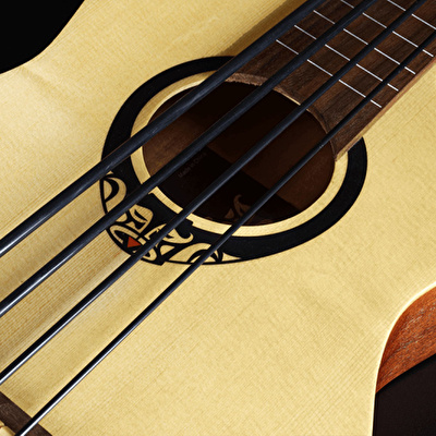 LAG TKB150FCE Tiki Mini Cutaway Natural Elektro Akustik Bas Gitar